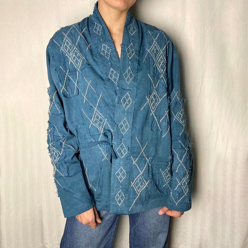 Japanese Style Quilted Cut-inspired Design Kimono
