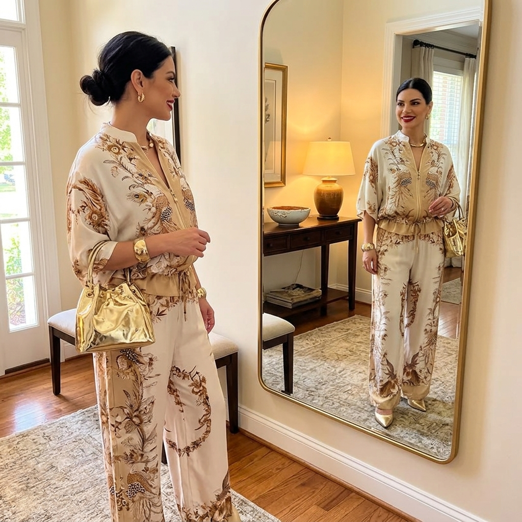 Vivara – Women's Floral Kimono Zip Up Set