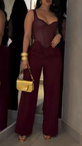Women Suspenders Irregular Top+ Pants Sexy Temperament Casual Suit