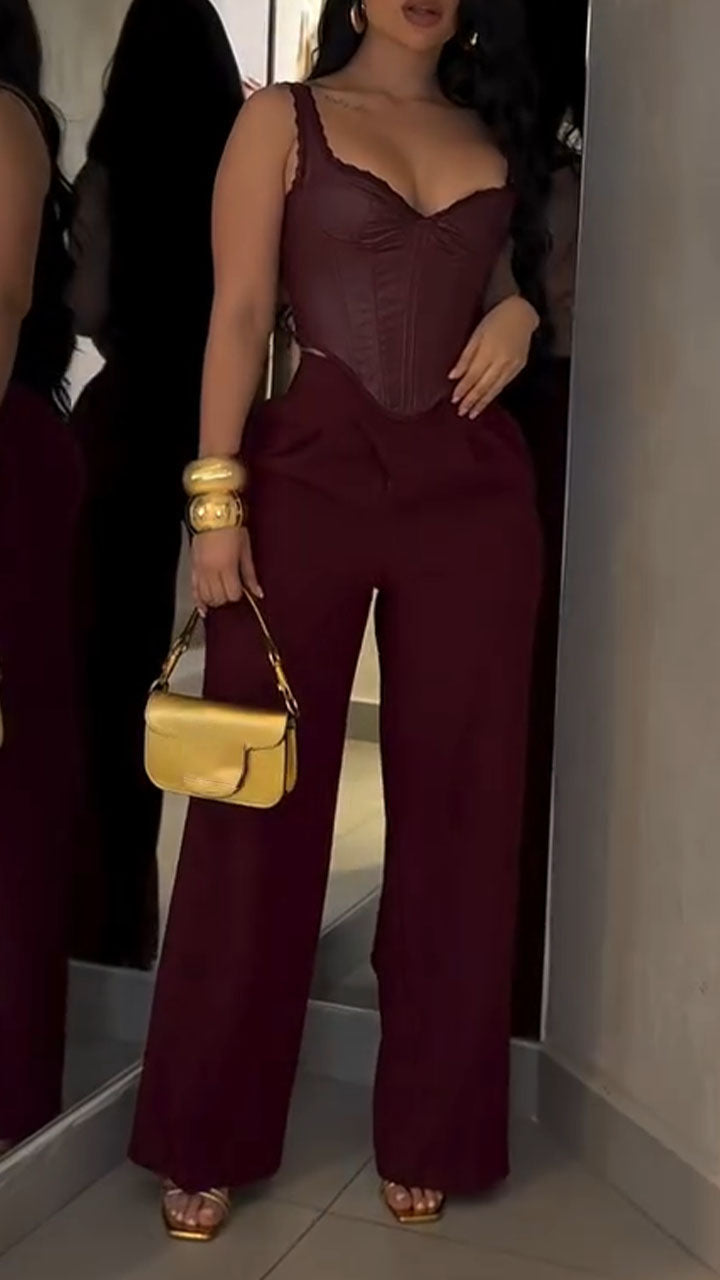 Women Suspenders Irregular Top+ Pants Sexy Temperament Casual Suit