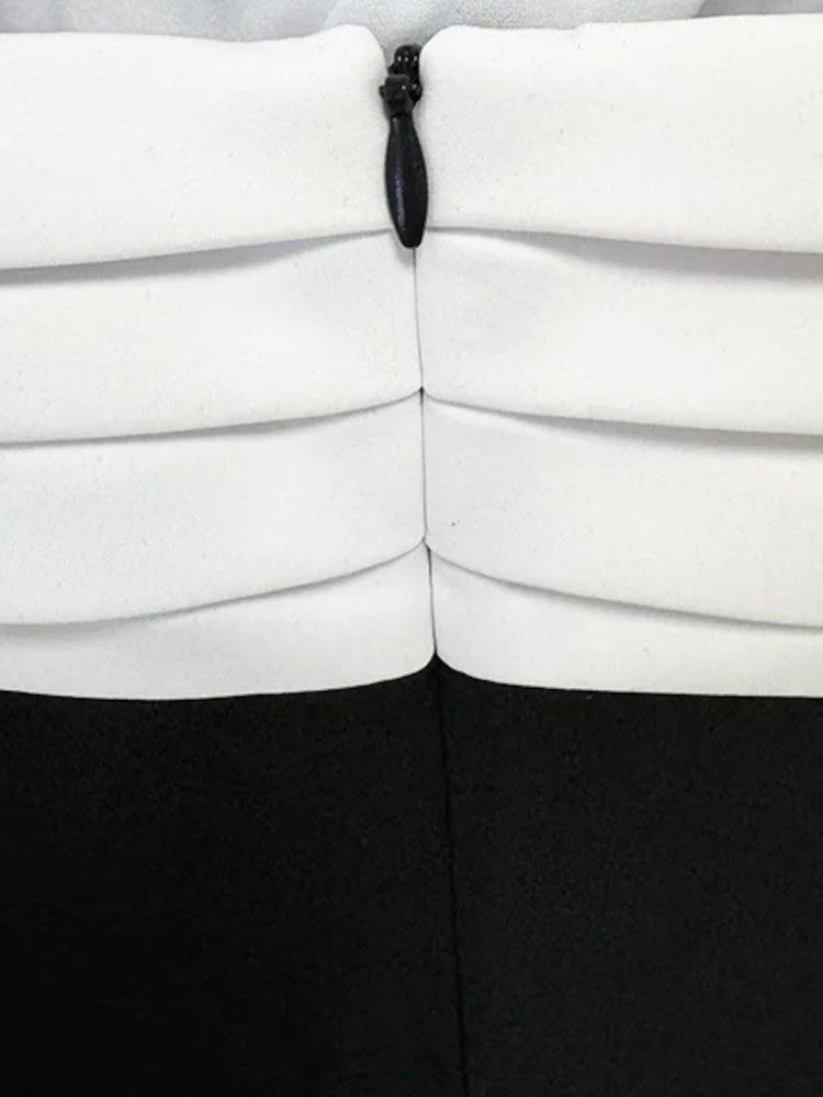 Pleated Bustier Maxi Dress Black White