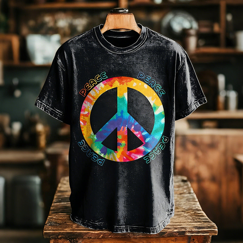 Hippie Tie Dye Unisex Vintage Art Print Casual T-shirt