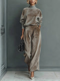 Women's turtleneck casual warm velvet suit