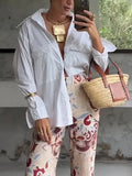 Casual Oversized White Button-Up Shirt