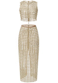 Floral Two Piece Maxi Dress Gold