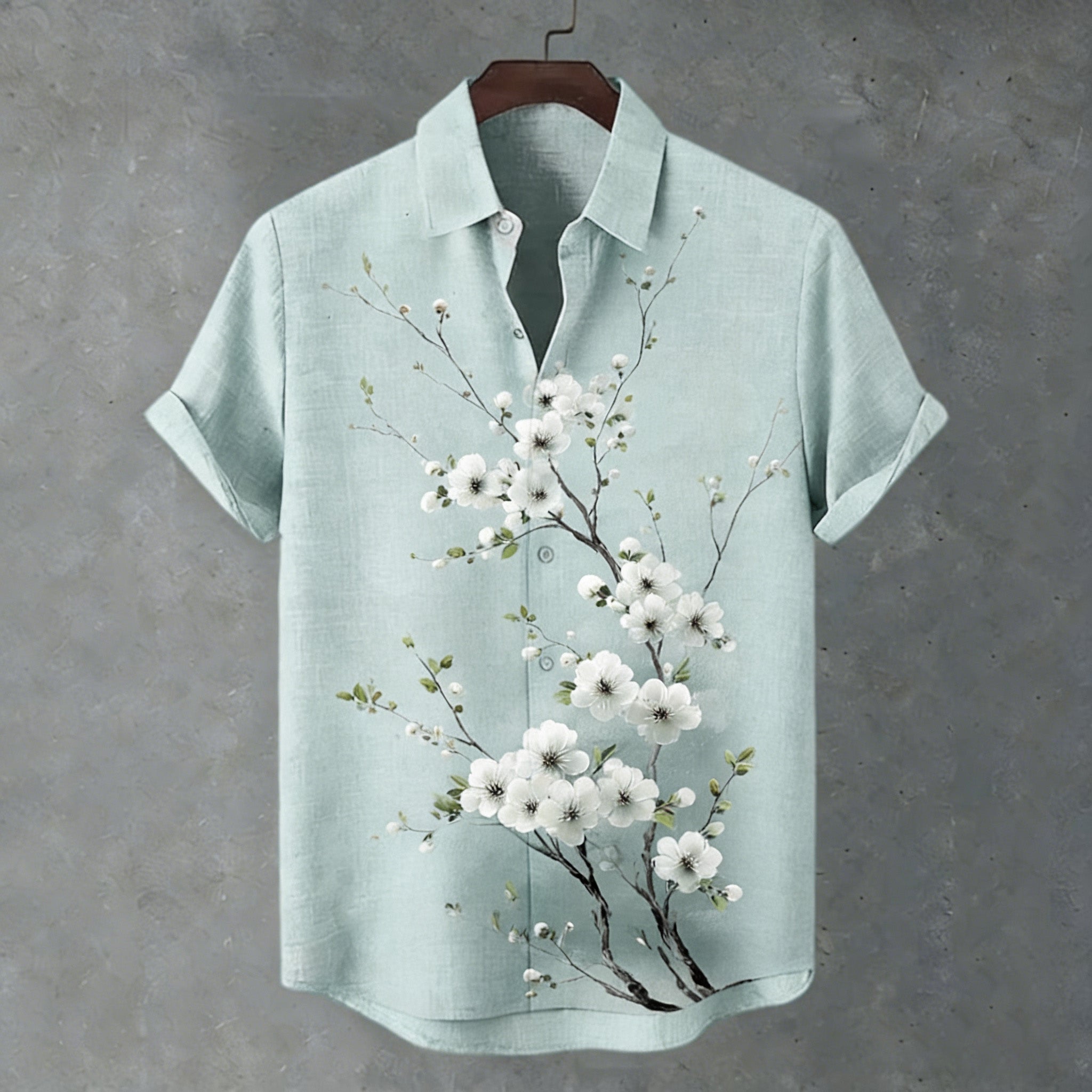 Men's Floral Print Short-sleeved Shirt