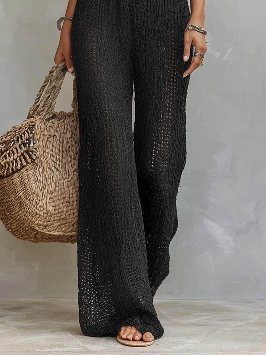 Retro Square-Neck Knitted Jumpsuit