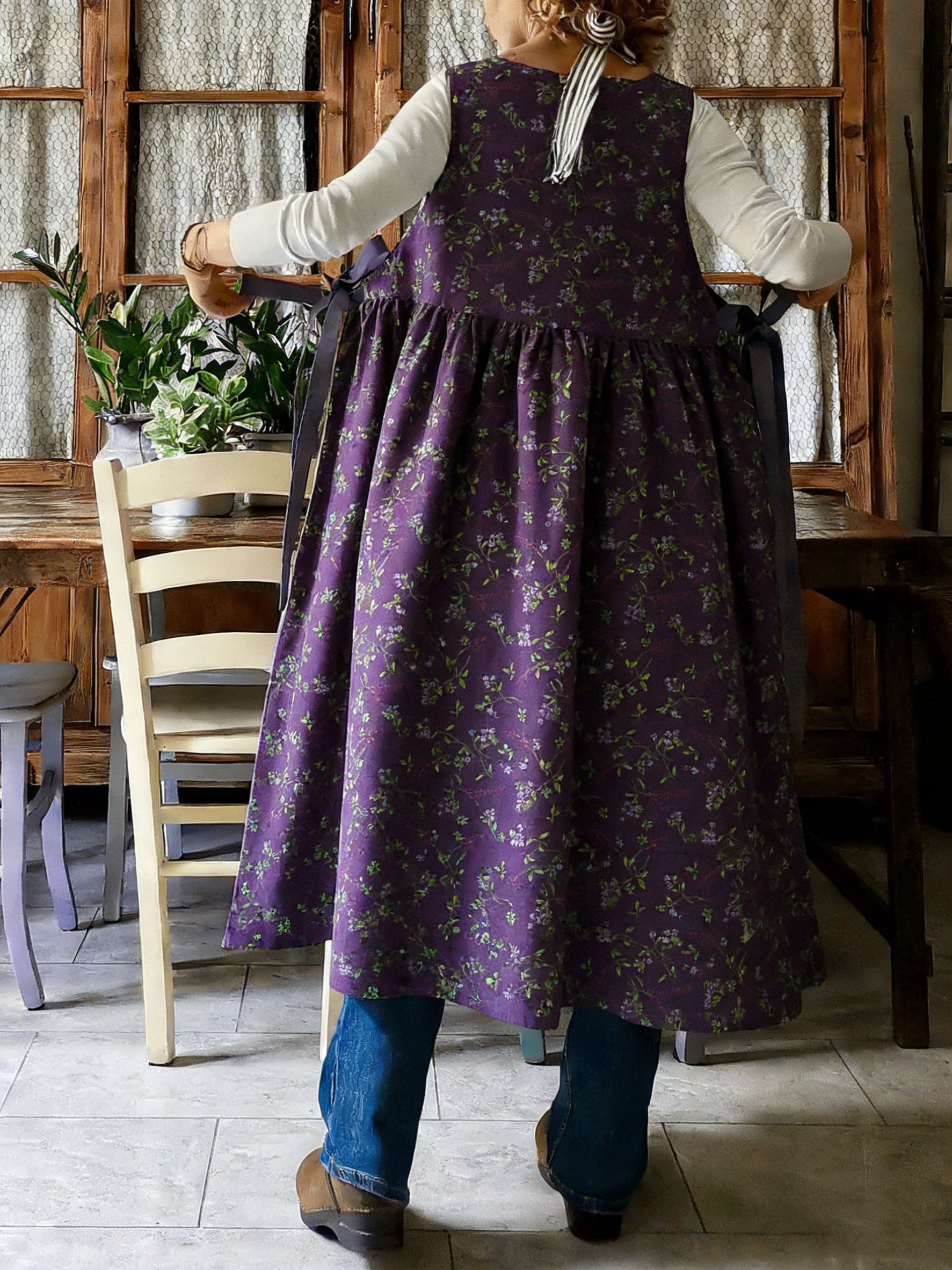 Deep Purple Wildflower Apron