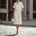 Solene – Stand Collar Wide Leg Culotte Two Piece Set