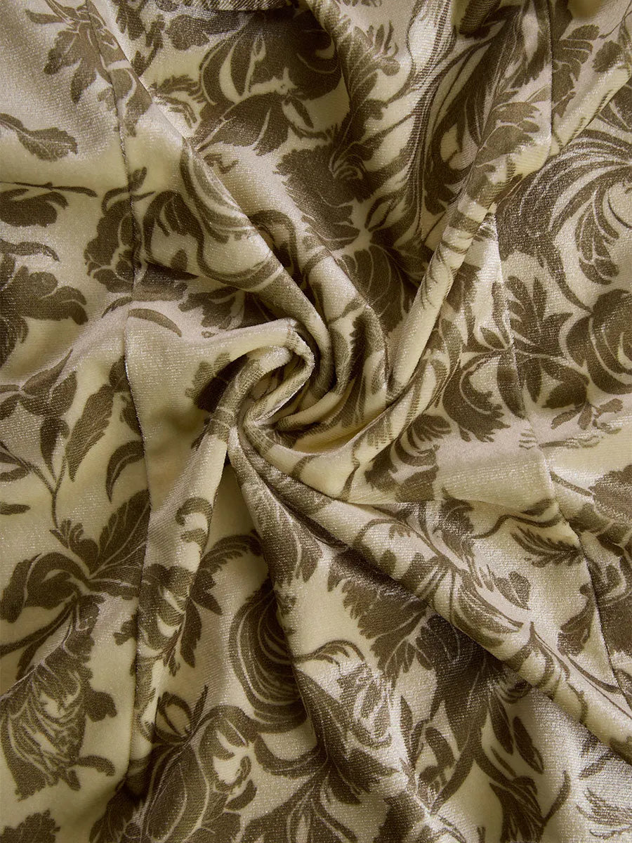 Stylish And Elegant Champagne-colored Velvet Printed Shirt