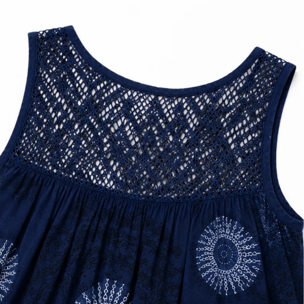 Islora – Sleeveless Lace Look-Yoke Summer Dress