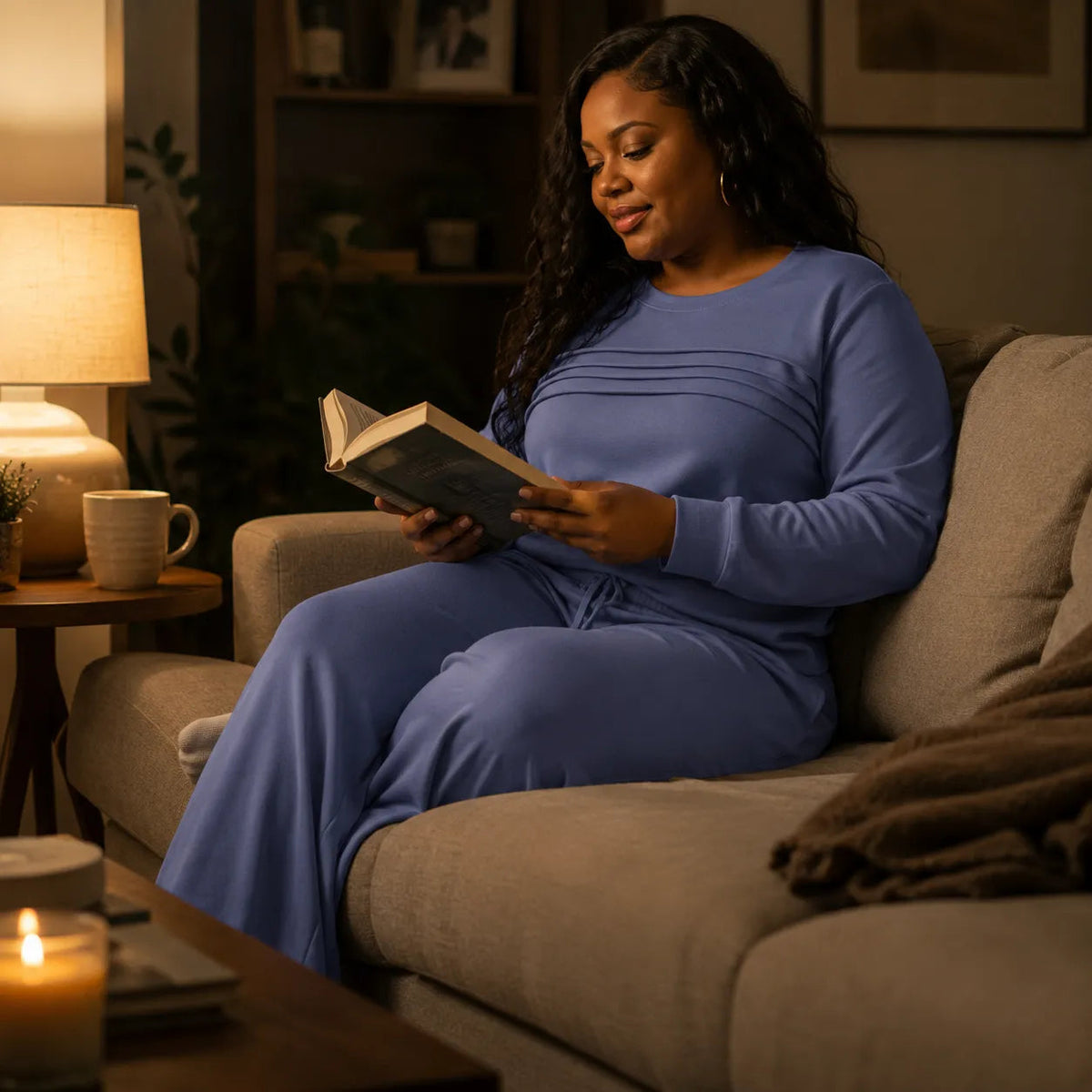 Lounara – Soft-Stretch Lounge Set with Wide-Leg Pants and Pockets