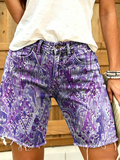 Women's Vintage Print Denim Shorts