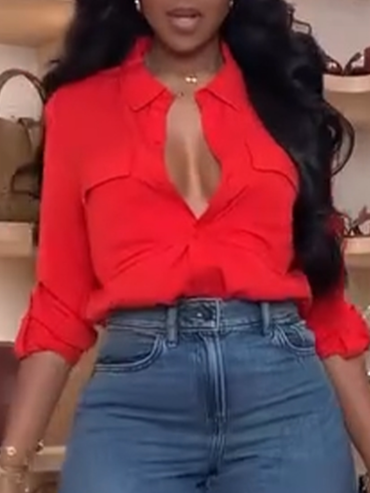 Women Collar Top+ Jeans Style Casual Suit