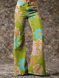 Ethnicity Doodle Flower Women's Print Casual Wide Leg Pants