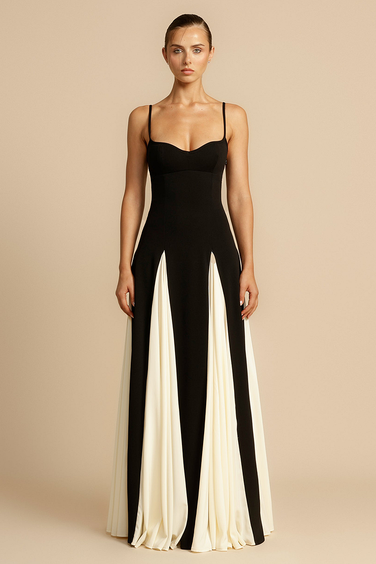 TIMELESS ELEGANCE PANELLED TULLE A-LINE SLIP MAXI DRESS