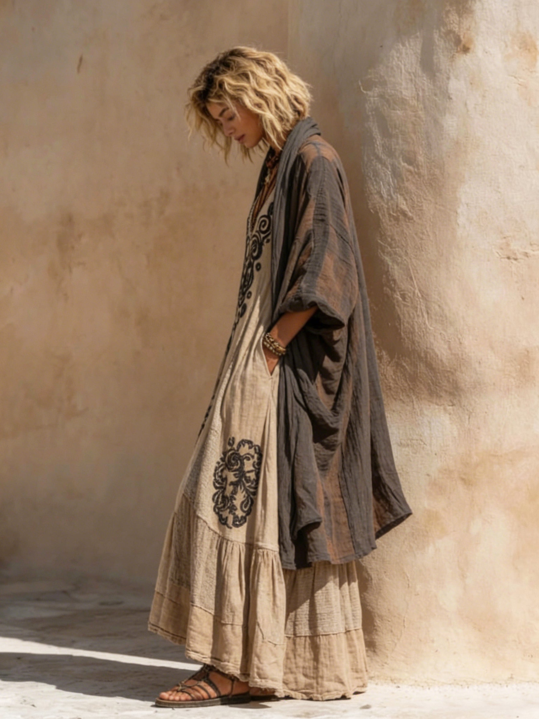 Boho Retro Loose Linen Cotton Two-piece Set