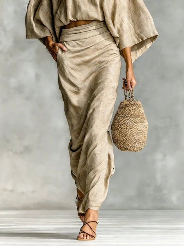 Casual Plain Maxi Skirt