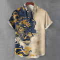 Men's Vintage Tiger Print Short Sleeve Shirt