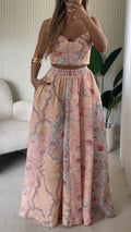 Pastel Floral Corset Top & Maxi Skirt Co-Ord Set
