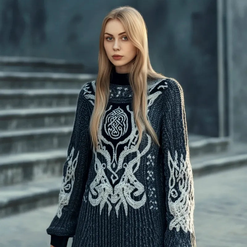 Vintage Tribe Totem Women's Crew Neck Long Sweater