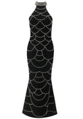 Halter Pearl Detail Maxi Dress Black