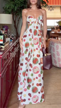 Strapless Cherry Print Maxi Dress