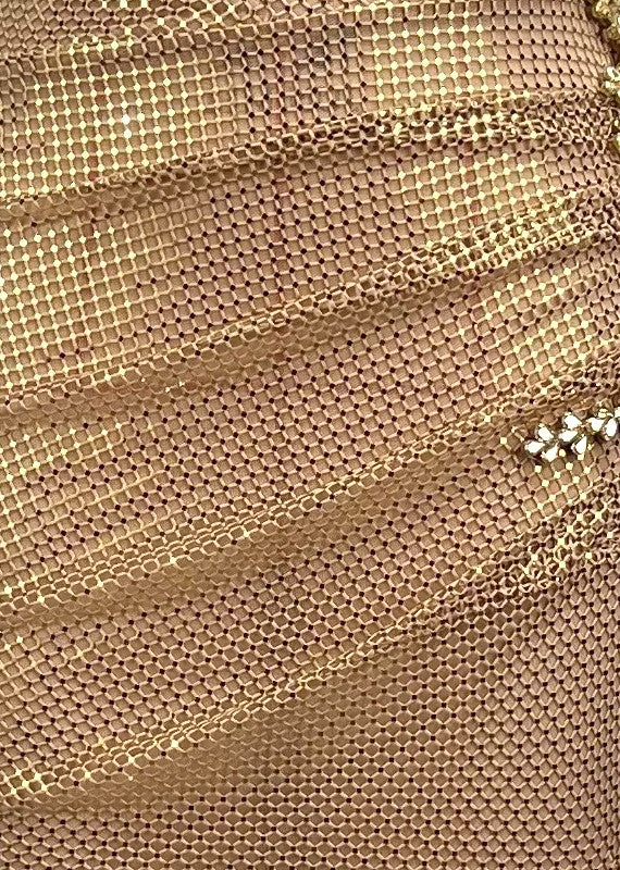 Halter Crystal Sparkly Maxi Dress Gold