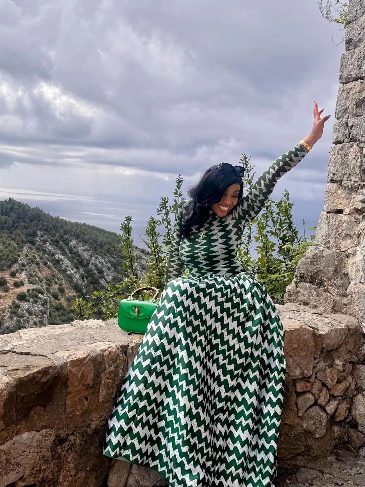 Zigzag Monte Carlo Maxi Dress
