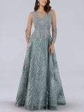 Lace see-through elegant ladies wedding dress
