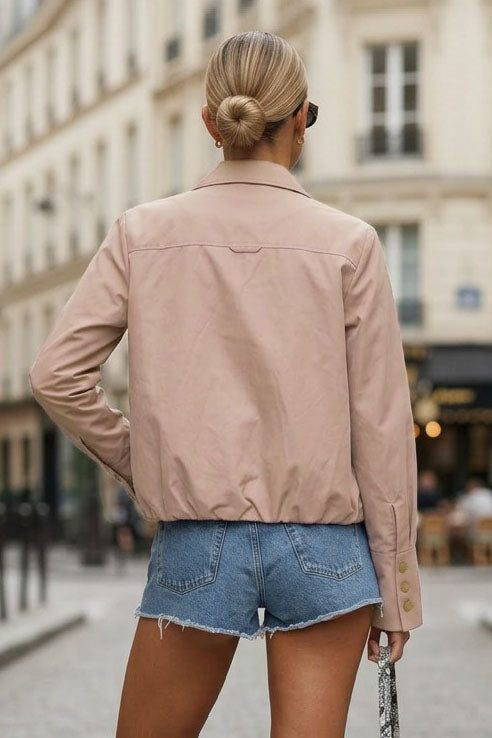 FRONT ZIP BELL CUFFS BLOUSE