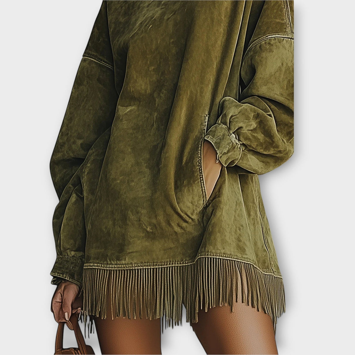 Fringe Turtleneck Mini Dress