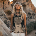 Women's Viking Tribal  Ethnic Art Linen  Sleeveless Top
