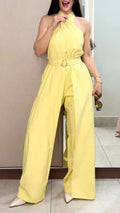 Women's Spring/Summer Faux Two-Piece Wide-Leg Casual Jumpsuit