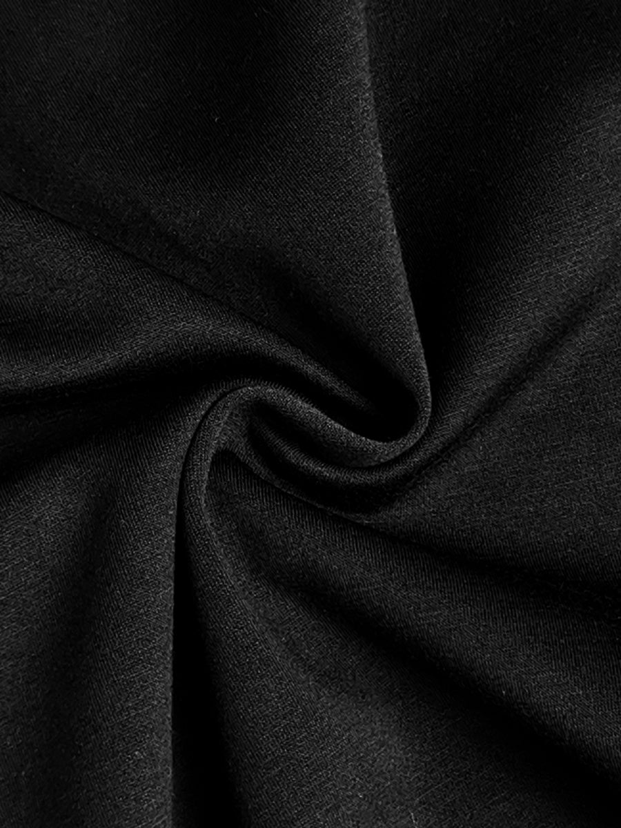 Long Sleeves Loose Asymmetric Buttoned Split-Joint Split-Side Mock Neck Maxi Dresses