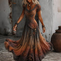 Women's Retro Gothic Spiderweb And Skull Lace Print Short-sleeve Mixi Dress