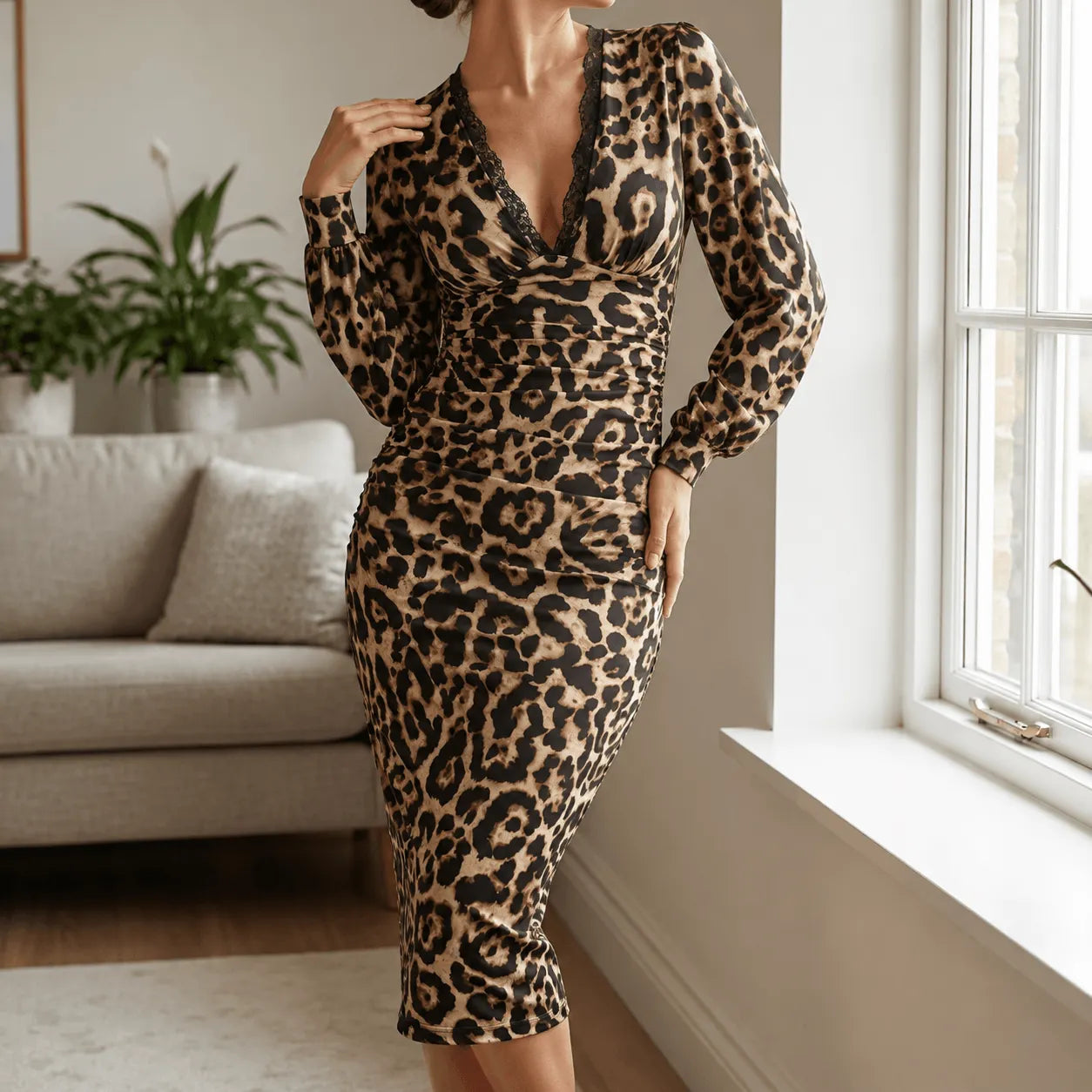 Luxora – Leopard Print Midi Dress
