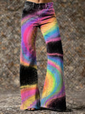 Women's Retro Colorful Artistic Print Casual Slim-fit Flared Pants