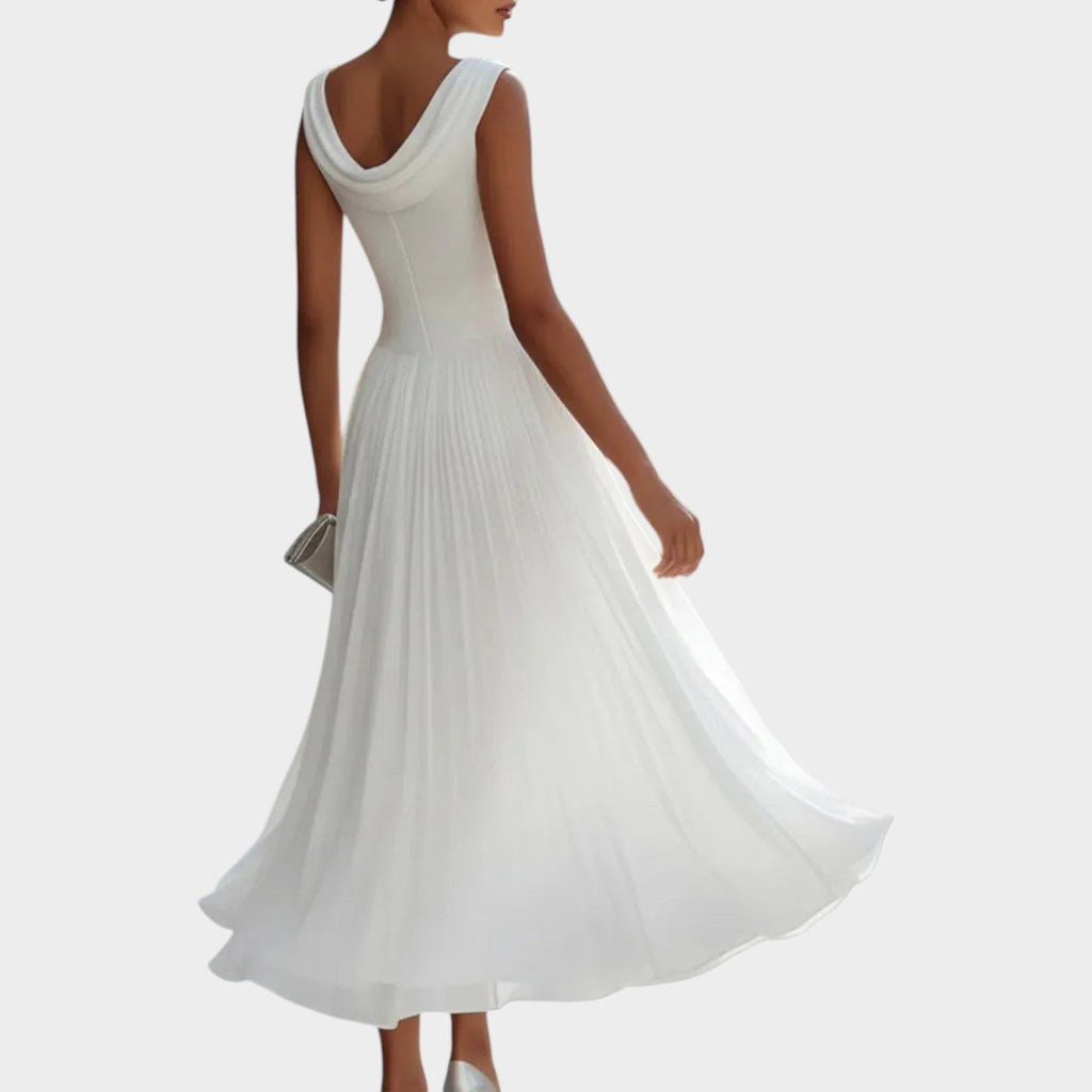 Elegant Pleated Flow Midi Dress
