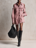 Women's Fashion Off-Shoulder Long-Sleeve Raw-Hem Denim Mini Dress MDZ3057F2WY