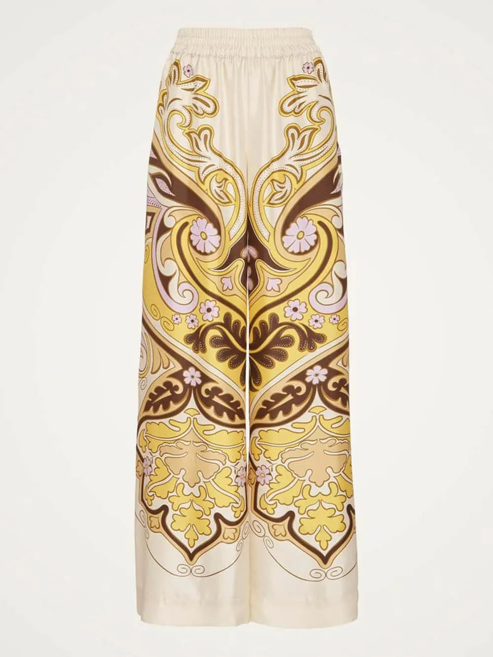 Unique Print Elastic Waist Loose-Fit Pocket Wide-Leg Pants