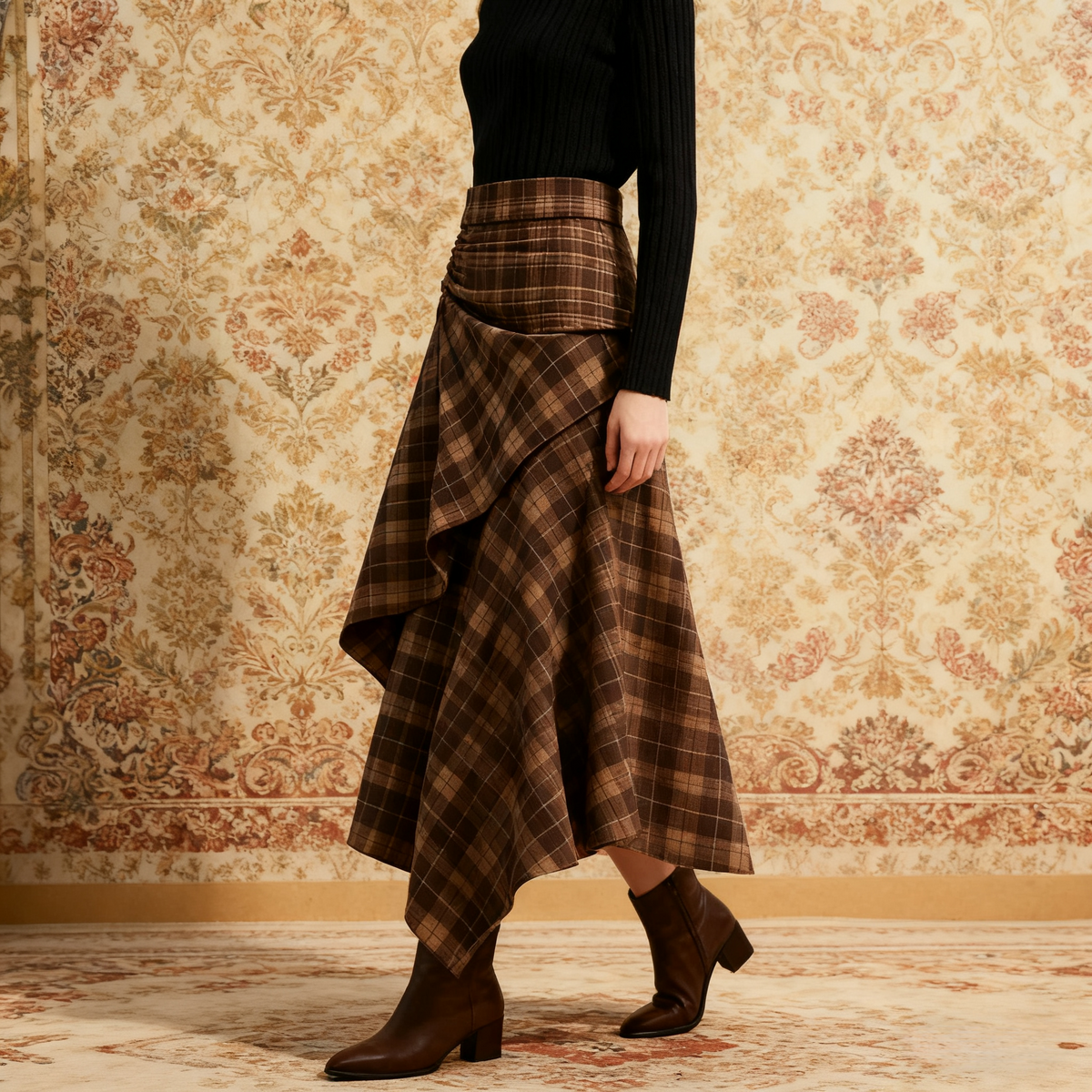 Outdoor Retro Style Misfit Design Plaid Skirt