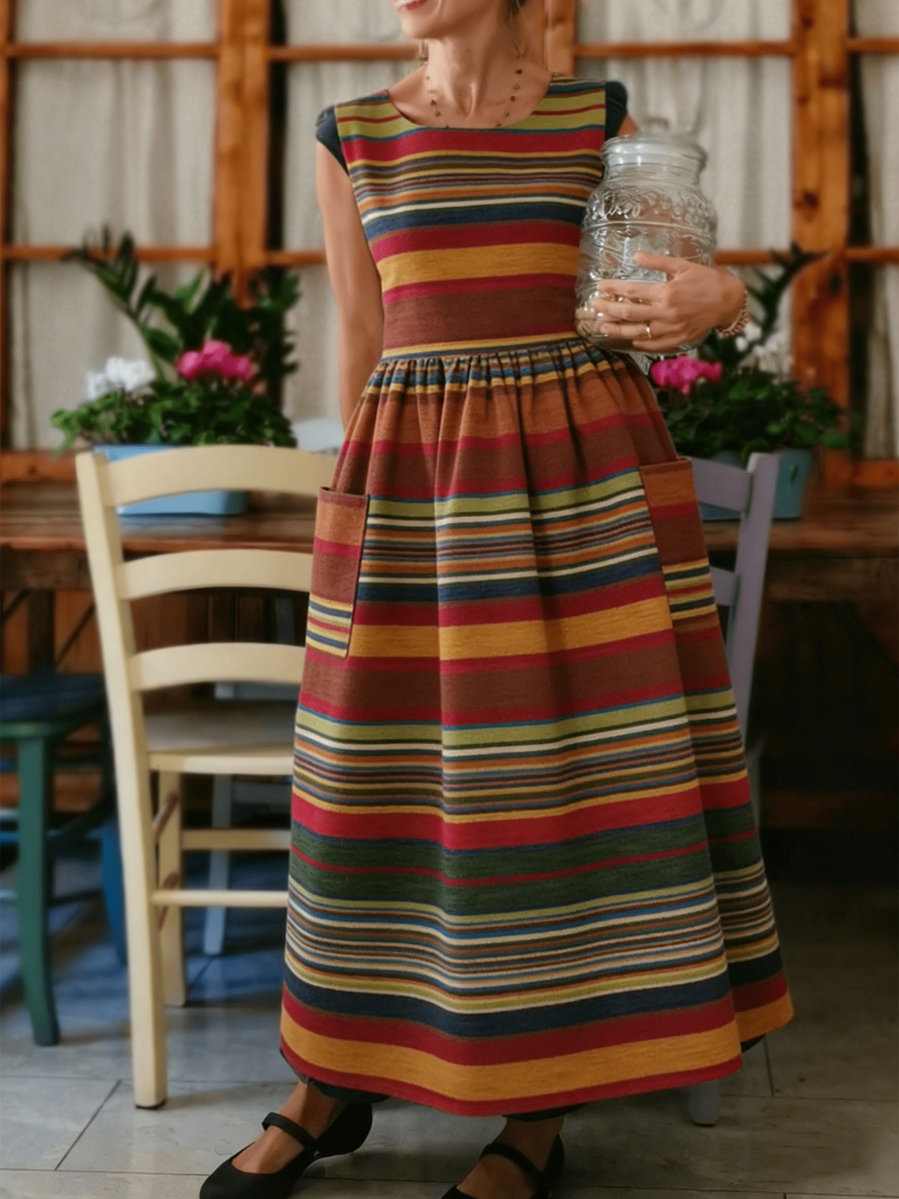 Vibrant Multi-Stripe Apron