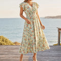 Florenza – Women's Floral V-Neck Smocked Midi Dress