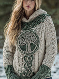 Viking Tree Of Life Celtic Knot Knit Hooded Sweater