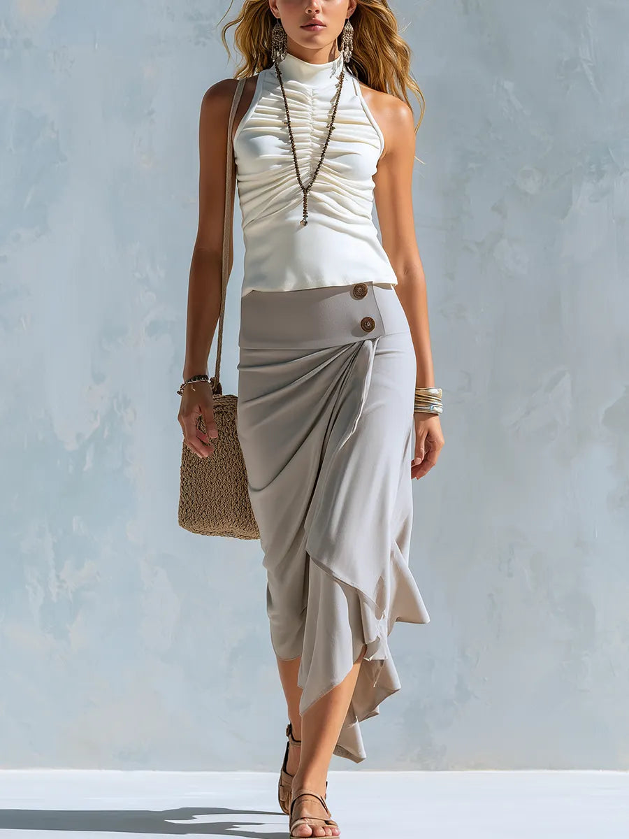 Effortlessly Create A Bohemian Style White Pleated Top