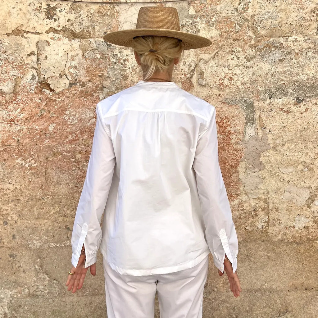 ApuntoB Blouse N. 80 – Italian Lightweight Cotton Split-Neck Blouse with Pockets