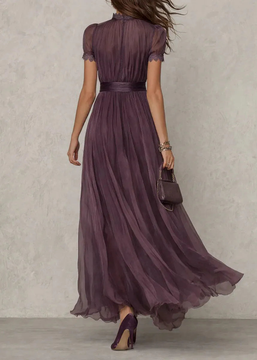 New Lace Patchwork Wrinkled Chiffon Robe Dresses Summer