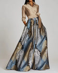 Contrasting Maxi Dress Shirt Collar - 01
