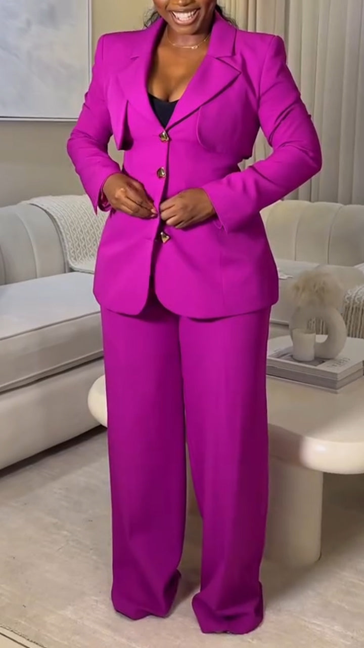 Women Collar Jacket + Pants Temperament Commuting Suit